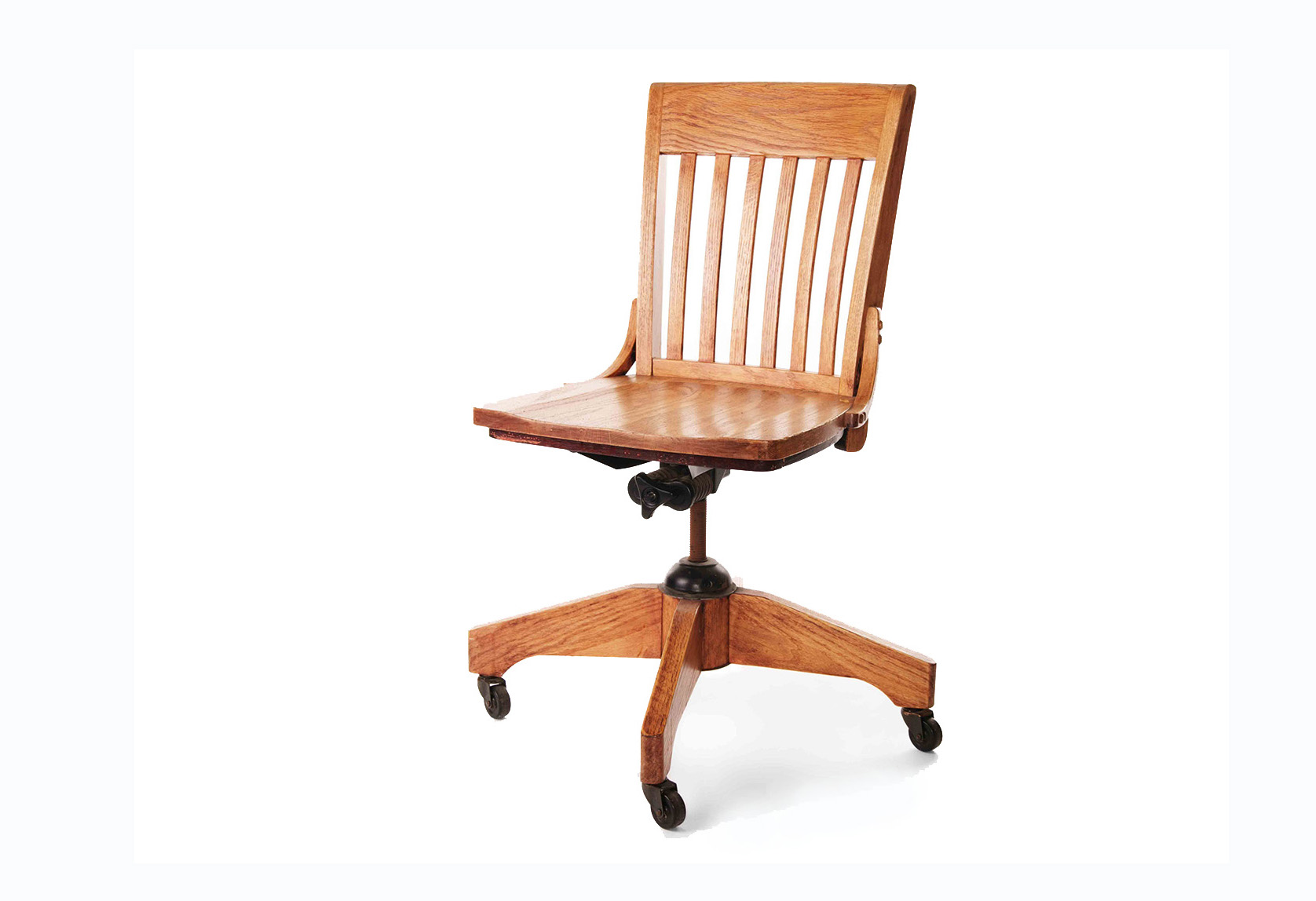 Mission,Style,,Wooden,Banker's,Chair,,Isolated,Against,White,Background.